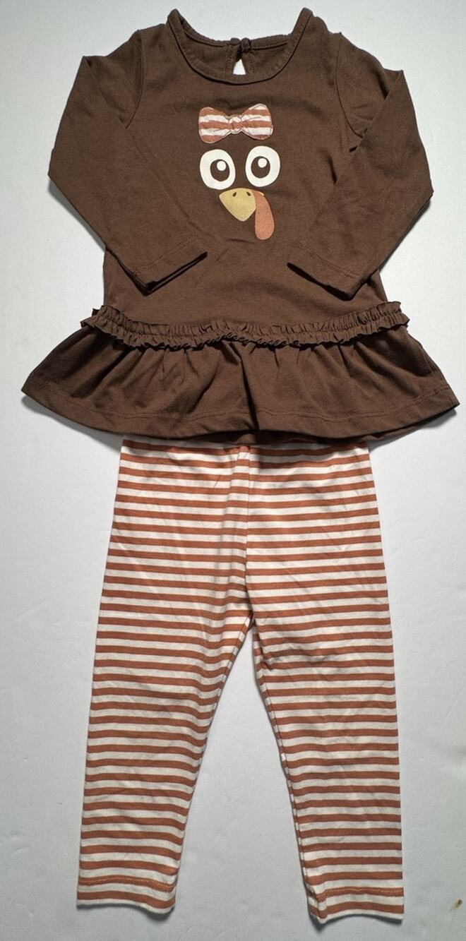 Planet Cotton Baby Girls 2 Pc Turkey Outfit Set 18M Thanksgiving Fall